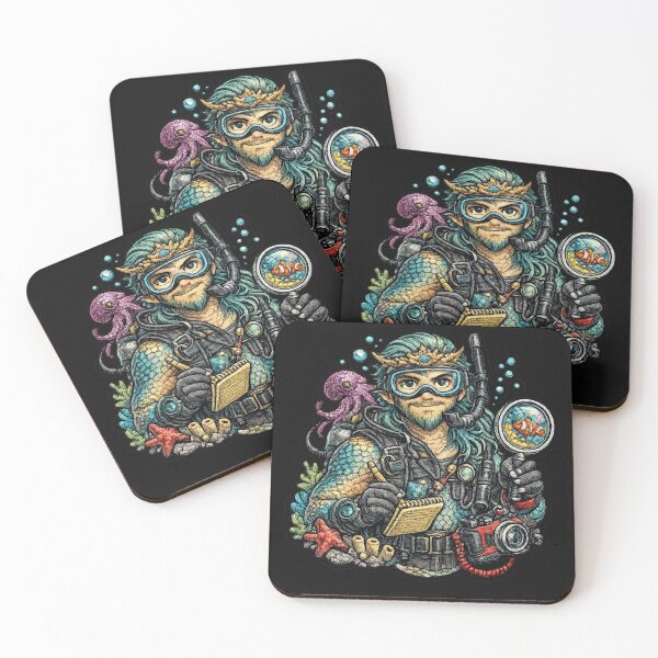 Item preview, Merman Marine Biologist Embroidered Patch Art | Fantasy Ocean Explorer Sticker | Underwater Scientist Mermaid Design designed and sold by Emoji Emblems.