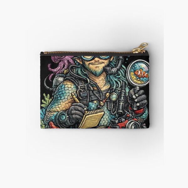 Item preview, Merman Marine Biologist Embroidered Patch Art | Fantasy Ocean Explorer Sticker | Underwater Scientist Mermaid Design designed and sold by Emoji Emblems.