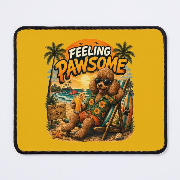 Item preview, Funny Poodle Beach Design – Feeling Pawsome Summer Vibes Vacation Dog designed and sold by PixelsPaws.