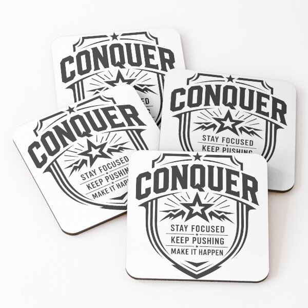 Item preview, Conquer Spartan Shield Motivational T-Shirt Design designed and sold by ViewandShop.