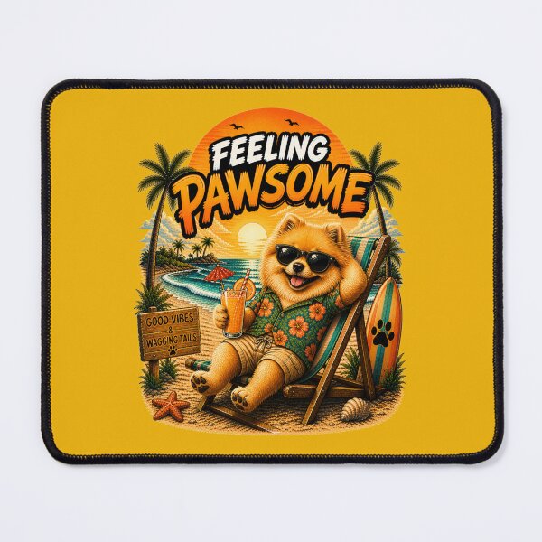 Item preview, Pomeranian Beach Design – Feeling Pawsome Summer Vibes Vacation Dog designed and sold by PixelsPaws.