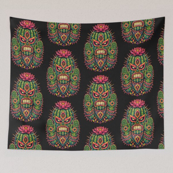 Item preview, Desert Cactus Warrior – Neon Screen Print Mask Art designed and sold by Motel Mirage.