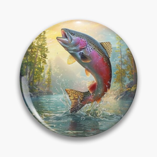 Item preview, Rainbow Trout Jumping Out of Forest River designed and sold by UhuCriei .