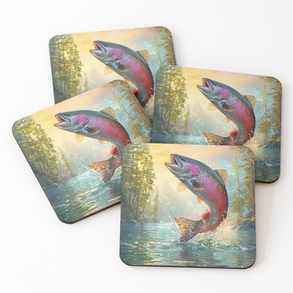 Item preview, Rainbow Trout Jumping Out of Forest River designed and sold by UhuCriei .