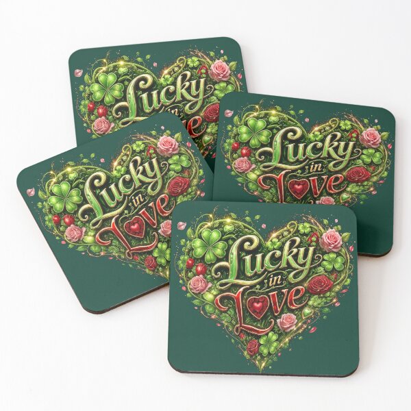 Item preview, Lucky in Love Clover Shamrock Heart Romance Art designed and sold by Be Free Effect.
