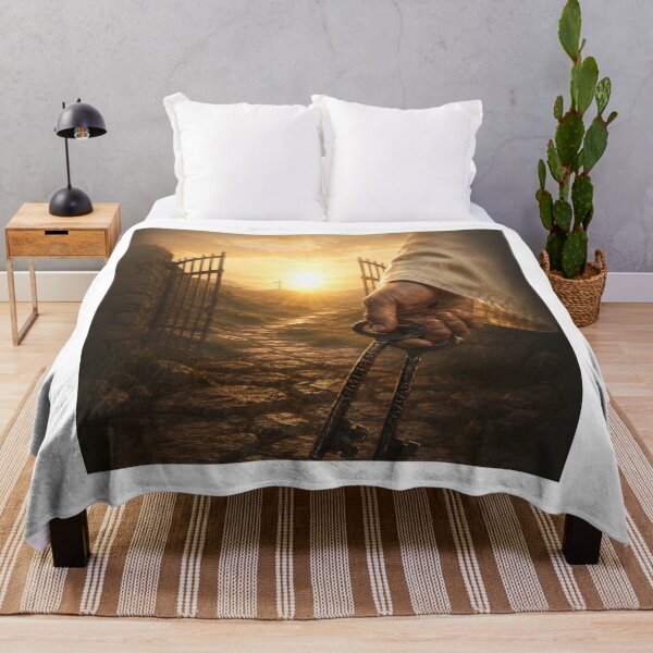 Item preview, Hand holds key before golden gate in light designed and sold by Cobaltcore78.