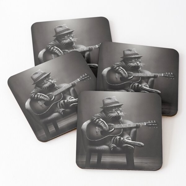 Item preview, Blues Guitar Cat Playing Music Soulful Blues Musician Print designed and sold by ngan2614387.
