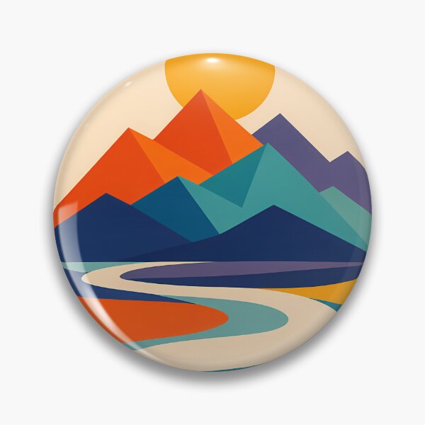Artikelvorschau, Minimale geometrische Berge mit gewundenem Fluss entworfen und verkauft von InkSmithery.