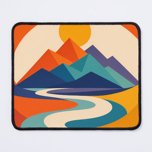 Item preview, Minimal Geometric Mountains with Winding River designed and sold by InkSmithery.