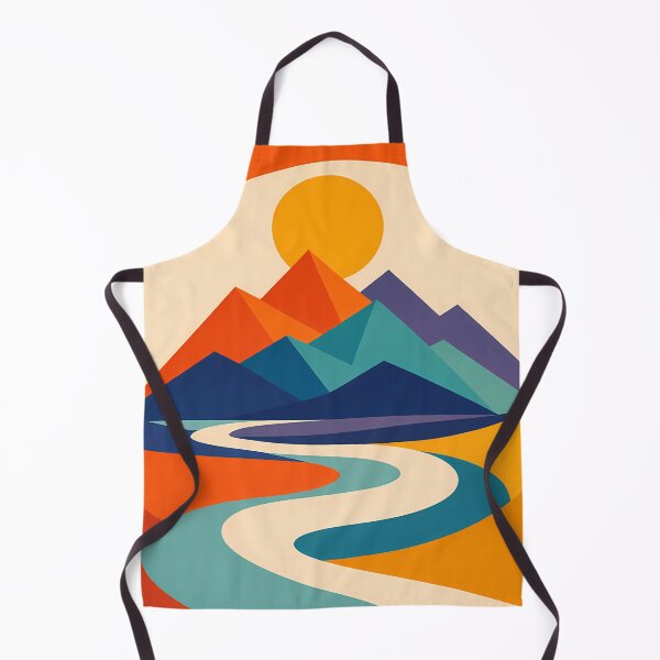 Item preview, Minimal Geometric Mountains with Winding River designed and sold by InkSmithery.