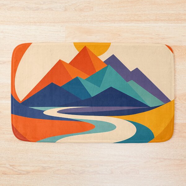Item preview, Minimal Geometric Mountains with Winding River designed and sold by InkSmithery.