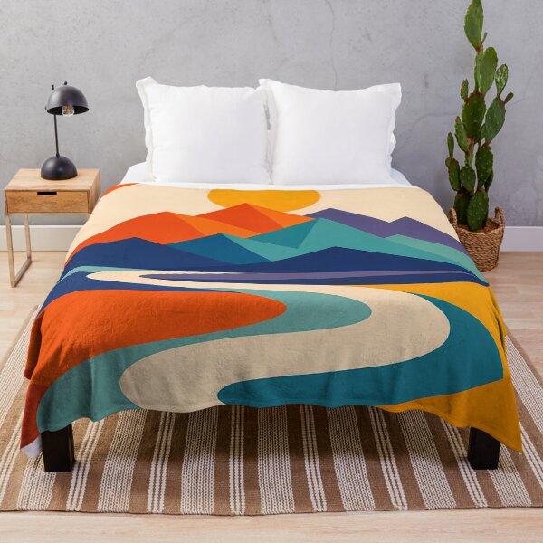Item preview, Minimal Geometric Mountains with Winding River designed and sold by InkSmithery.