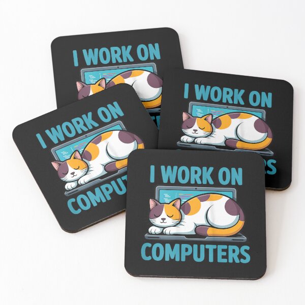 Item preview, I Work On Computers | Funny Cat Sleeping On Laptop IT Humor designed and sold by Alluka Brand.