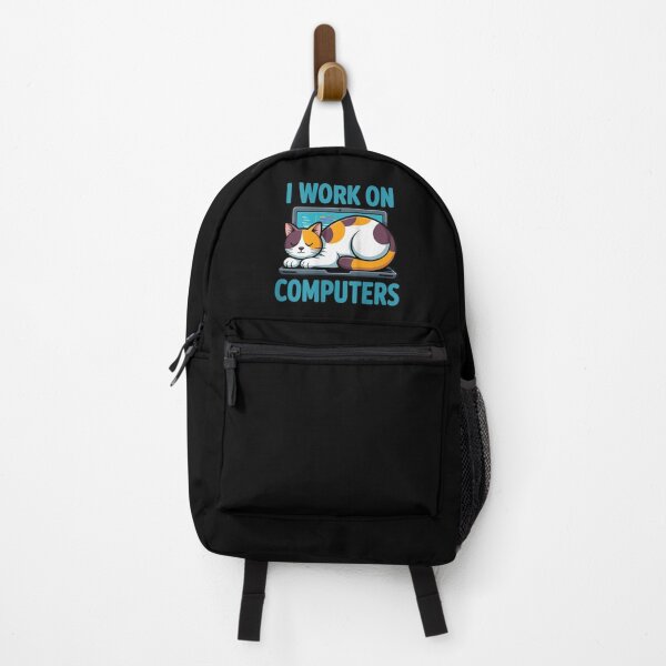 Item preview, I Work On Computers | Funny Cat Sleeping On Laptop IT Humor designed and sold by Alluka Brand.