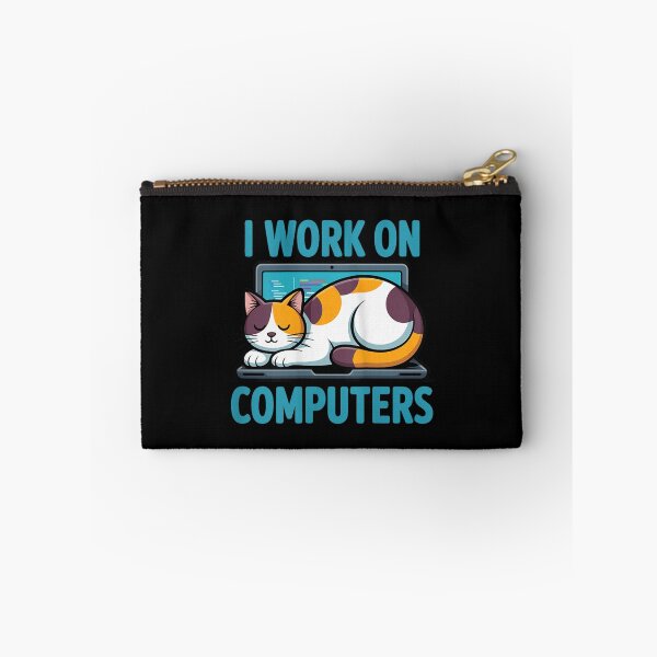 Item preview, I Work On Computers | Funny Cat Sleeping On Laptop IT Humor designed and sold by Alluka Brand.