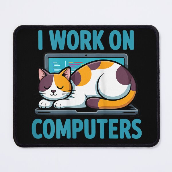 Item preview, I Work On Computers | Funny Cat Sleeping On Laptop IT Humor designed and sold by Alluka Brand.