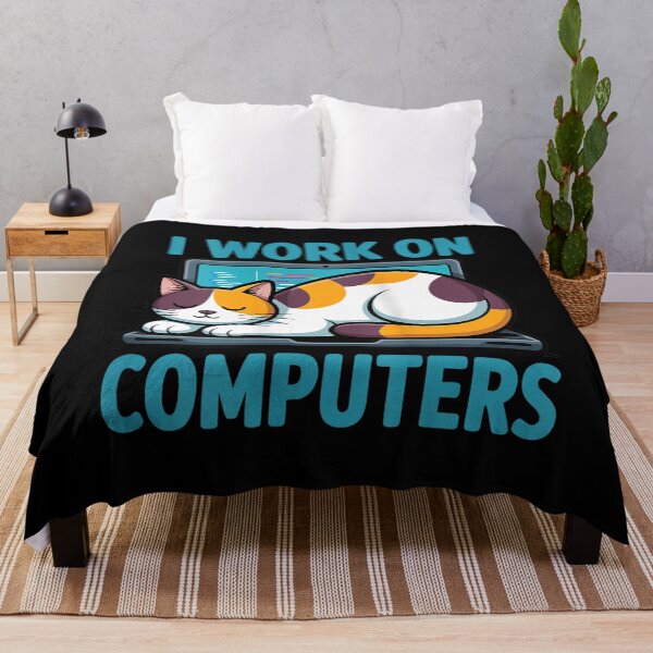 Item preview, I Work On Computers | Funny Cat Sleeping On Laptop IT Humor designed and sold by Alluka Brand.