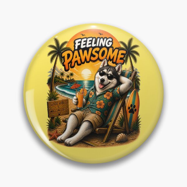Item preview, Siberian Husky Beach Design – Feeling Pawsome Summer Vibes Vacation Dog designed and sold by PixelsPaws.