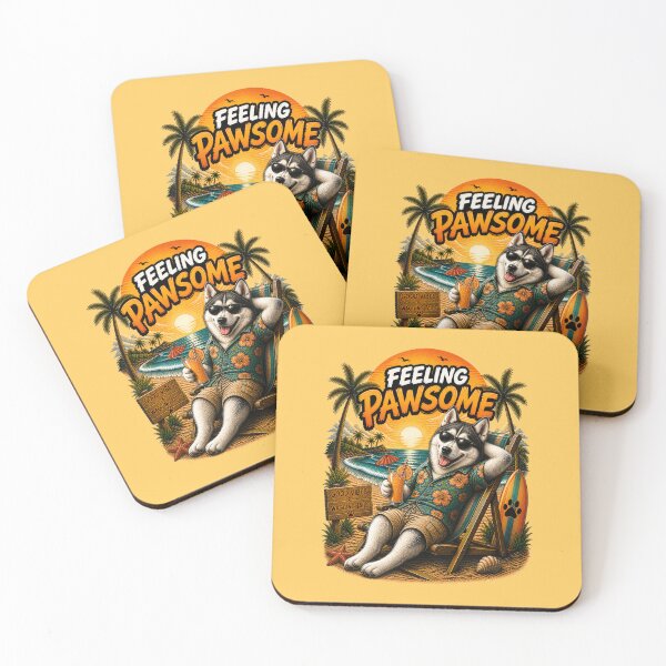 Item preview, Siberian Husky Beach Design – Feeling Pawsome Summer Vibes Vacation Dog designed and sold by PixelsPaws.