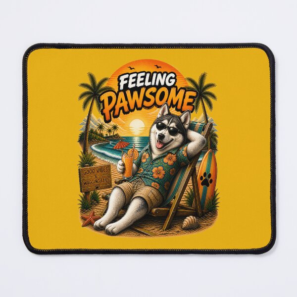 Item preview, Siberian Husky Beach Design – Feeling Pawsome Summer Vibes Vacation Dog designed and sold by PixelsPaws.