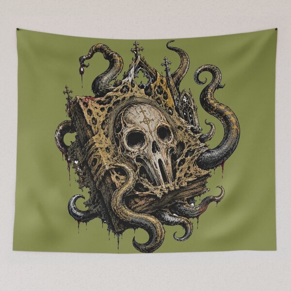Item preview, Gothic style illustration of the Necronomicon book designed and sold by Jani-art-world.