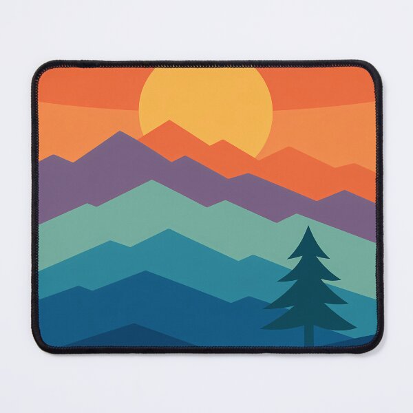 Item preview, Geometric Mountain Sunset with Pine Silhouette designed and sold by InkSmithery.