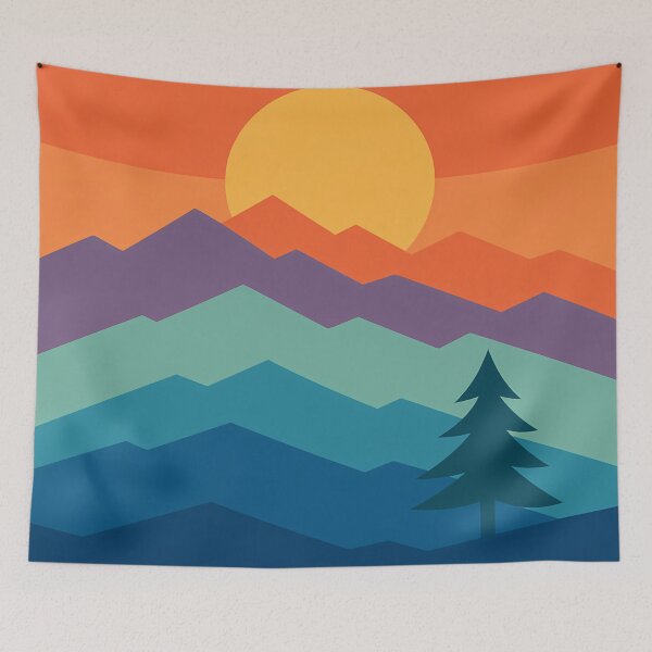 Item preview, Geometric Mountain Sunset with Pine Silhouette designed and sold by InkSmithery.