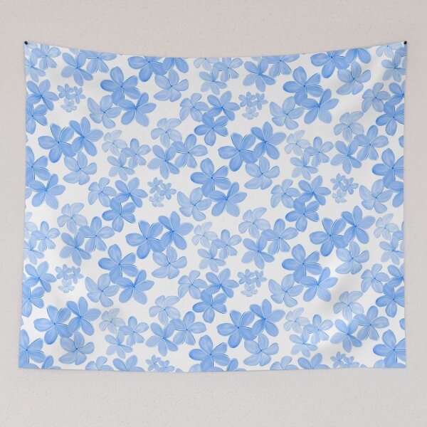 Item preview, Plumeria in Blue Tones on White designed and sold by PD-Coastal.