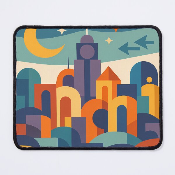 Item preview, Moonlit Geometric City of Arches and Stars designed and sold by InkSmithery.