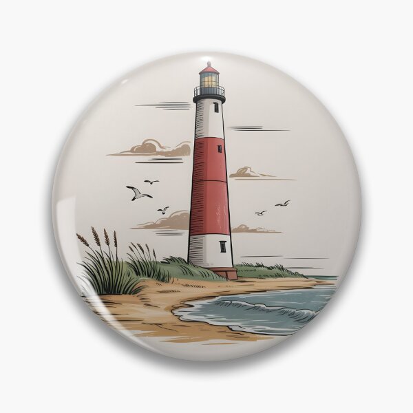 Item preview, Vintage Barnegat Lighthouse Nautical Coastal Art   designed and sold by Fitswear.