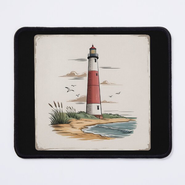 Item preview, Vintage Barnegat Lighthouse Nautical Coastal Art designed and sold by Fitswear.