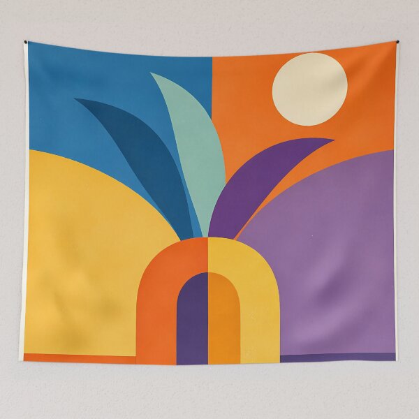 Item preview, Organic Arch Landscape with Sun and Curved Leaves designed and sold by InkSmithery.