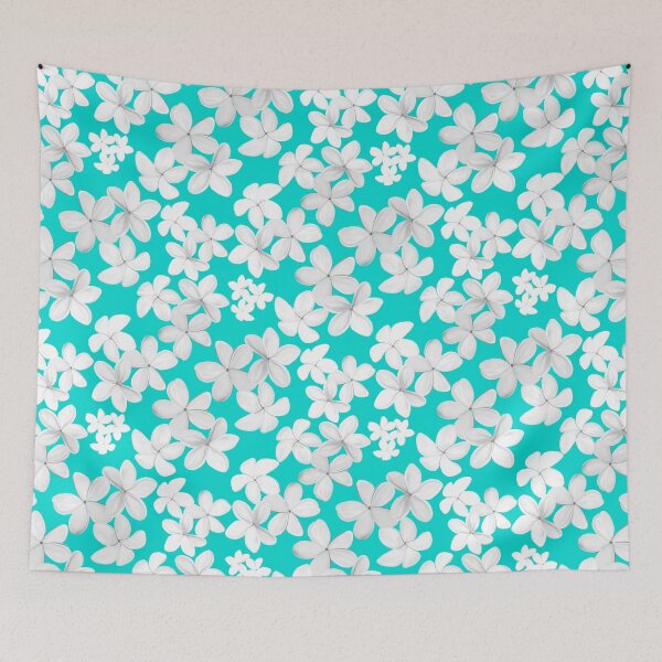 Item preview, White Toned Plumeria on Aqua Background designed and sold by PD-Coastal.