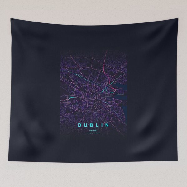 Item preview, Neon Style Map of Dublin, Ireland designed and sold by Enea Kelo.