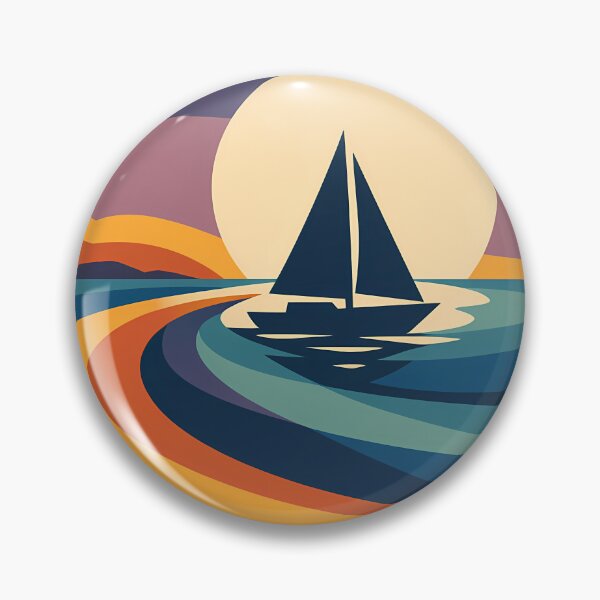 Item preview, Sailboat Sunset with Geometric Gradient Waves designed and sold by InkSmithery.