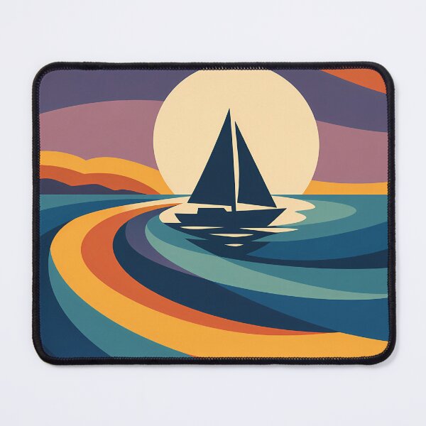 Item preview, Sailboat Sunset with Geometric Gradient Waves designed and sold by InkSmithery.