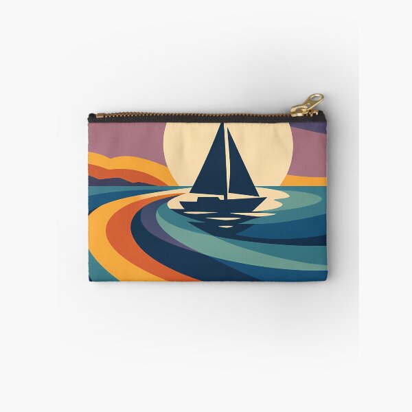 Item preview, Sailboat Sunset with Geometric Gradient Waves designed and sold by InkSmithery.