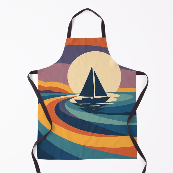Item preview, Sailboat Sunset with Geometric Gradient Waves designed and sold by InkSmithery.