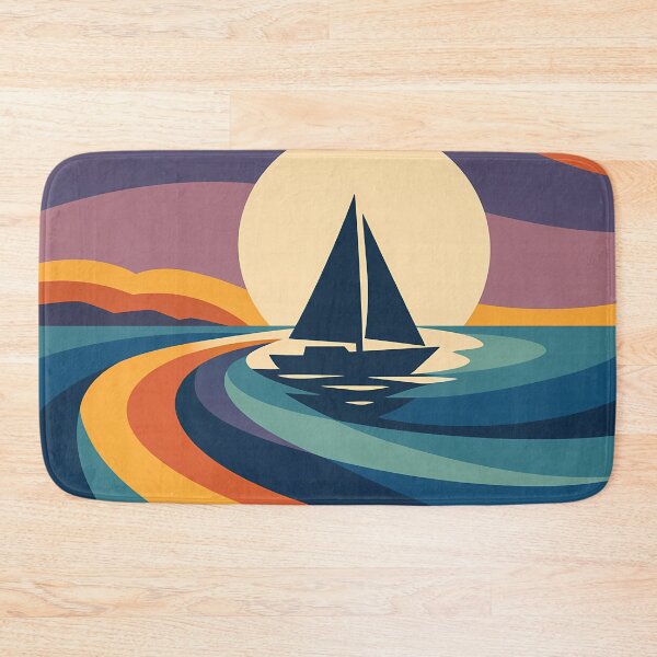 Item preview, Sailboat Sunset with Geometric Gradient Waves designed and sold by InkSmithery.