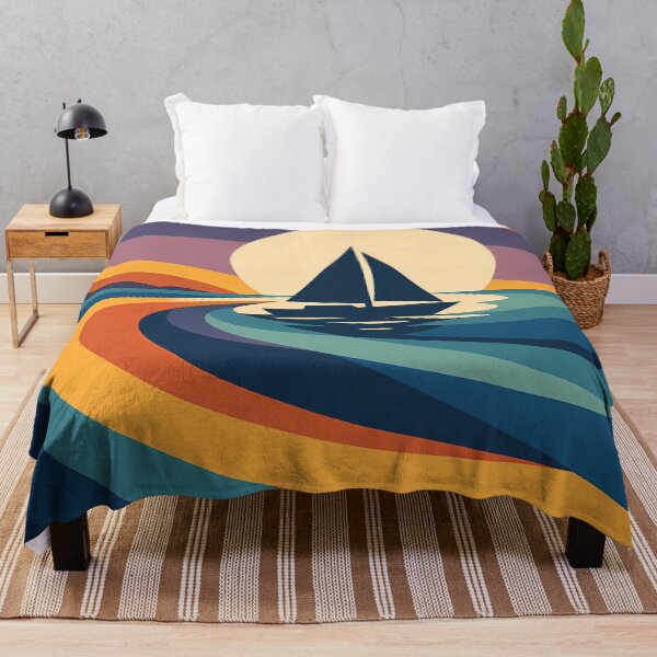 Item preview, Sailboat Sunset with Geometric Gradient Waves designed and sold by InkSmithery.