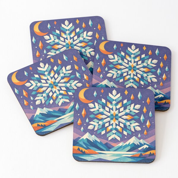 Item preview, Geometric Snowflake over Alpine Winter Lake designed and sold by InkSmithery.
