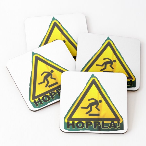 Item preview, Yellow warning sign with HOPPLA! designed and sold by ZoffArt-Shop.