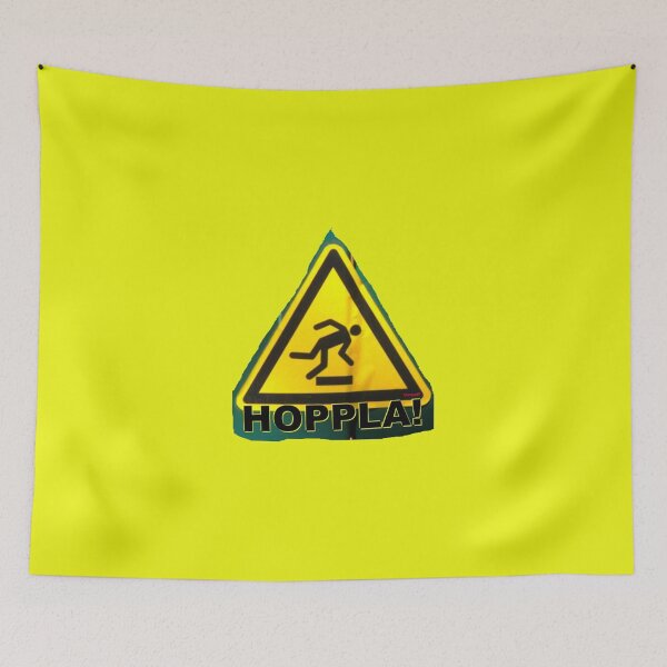 Item preview, Yellow warning sign with HOPPLA! designed and sold by ZoffArt-Shop.