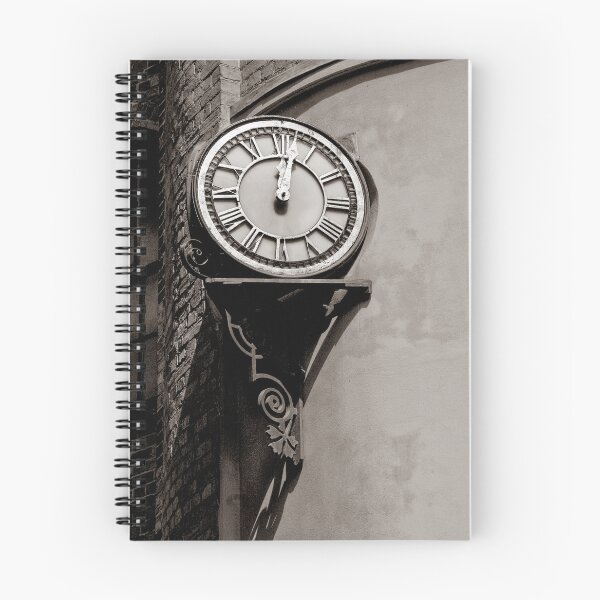 Item preview, Vintage Clock Sepia Photo Notebook designed and sold by Maria Tanner Designs.