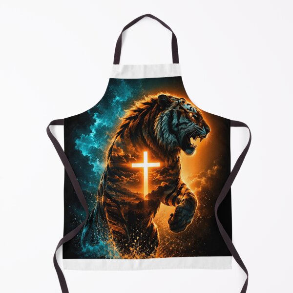 Item preview, Spiritual tiger with a shining cross and blue flames designed and sold by Cobaltcore78.