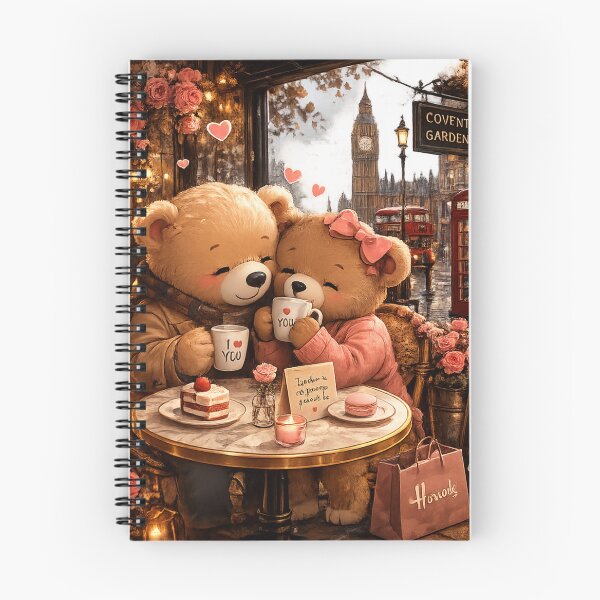 Item preview, Romantic Teddy Bear Couple in London Cafe Sticker - Cozy Love Aesthetic designed and sold by FluffiPopo.
