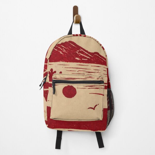 Item preview, Minimal red cat print watching lake and mountains at sunset designed and sold by zelvador.