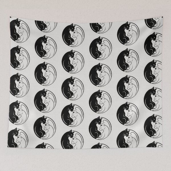 Item preview, Minimalist Cat Yin Yang - Black and White Feline Harmony designed and sold by Sybille-Yates.