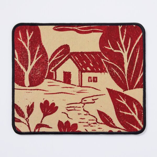 Item preview, Minimal red cat print watching lake and mountains at sunset designed and sold by zelvador.
