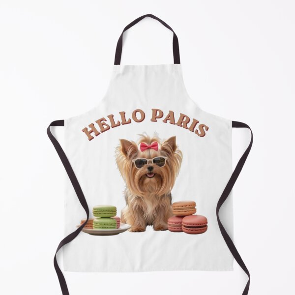 Item preview, Hello Paris Cute Yorkie Dog with Macarons Art designed and sold by Yorkie Magic Studio .